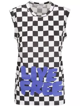 Майка в клетку с надписью Comme Des Garons Comme Des Garons, белый