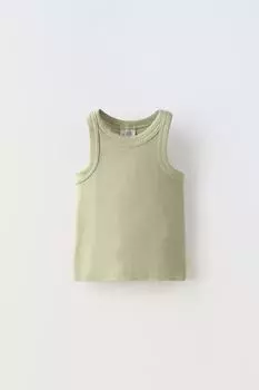 Майка Zara Faded Effect Rib, зеленый