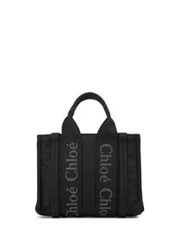 Маленькая черная женская сумка woody tote Chloe