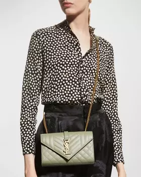 Маленькая кожаная сумка через плечо Envelope Saint Laurent