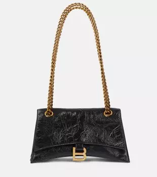 Маленькая кожаная сумка на плечо Crush Balenciaga, черный