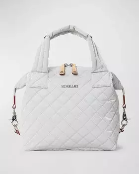 Маленькая стеганая сумка Sutton Deluxe с верхней ручкой MZ WALLACE, цвет Light Grey