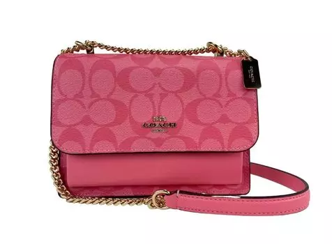 Маленькая сумка через плечо из ткани с покрытием Klare Pink Lemonade Signature Coach