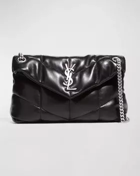 Маленькая сумка через плечо Lou Puffer YSL из стеганой кожи Saint Laurent, цвет Black