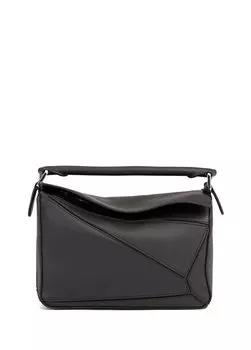 Маленькая женская кожаная сумка-пазл черного цвета Loewe