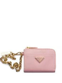 Маленький кошелек Prada из сафьяновой кожи, розовый