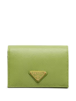 Маленький кожаный кошелек Prada, зеленый