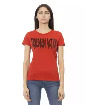 Малиновая повседневная элегантная футболка Trussardi, красный