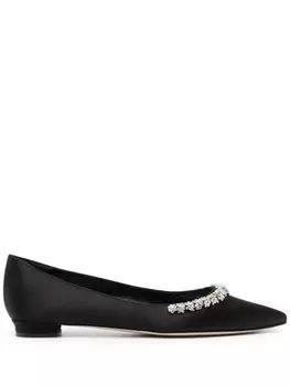 Manolo Blahnik атласные балетки Olarana, черный