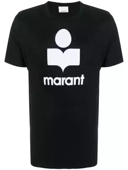 Marant льняная футболка с логотипом, черный