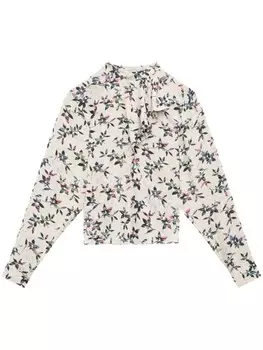 MARANT TOILE блузка с оборками и цветочным принтом, нейтральный цвет