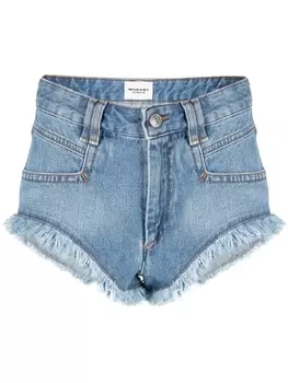 Marant toile джинсовые шорты с бахромой, синий