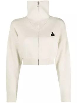 Marant toile кардиган в рубчик с вышитым логотипом, серый