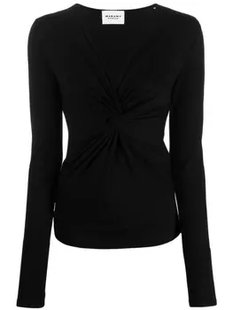 Marant toile knot-detail long-sleeved top, черный