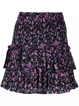 Marant toile мини-юбка Naomi с оборками и цветочным принтом, черный
