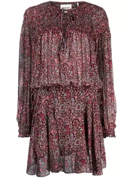 Marant toile платье мини с цветочным принтом, коричневый