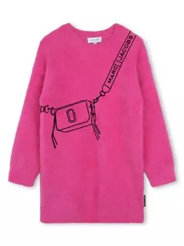 Marc Jacobs Kids трикотажное платье с вышивкой, розовый