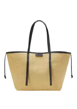 Marc O'Polo Shopper "под рафию с деталями из натуральной кожи", бежевый