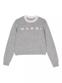 Marni джемпер с логотипом, серый
