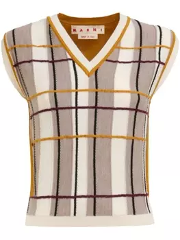 Marni шерстяной топ в клетку, нейтральный цвет