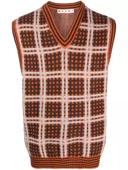 Marni топ с V-образным вырезом, коричневый