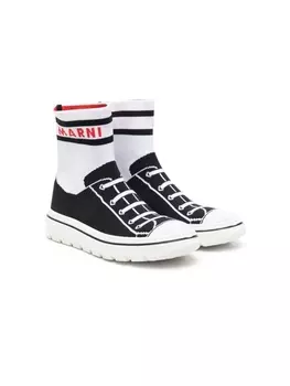 Marni высокие кеды вязки интарсия, черный