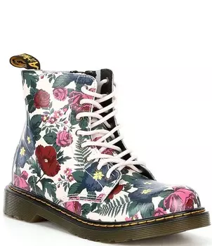 Martens 1460 Кожаные ботинки с принтом для девочек (для малышей) Dr. Martens, бежевый