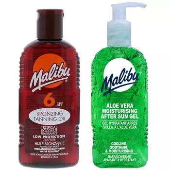 Масло для загара Malibu SPF6 200 мл + Гель после загара с алоэ 200 мл