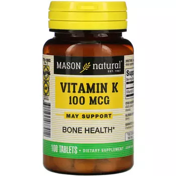 Витамин К Mason Natural, 100 мкг, 100 таблеток