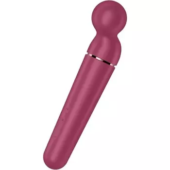 Массажная палочка «Planet Wand-er» с 60 режимами вибрации, 30,5 см | Мощный и тихий массажер для шеи, плеч и спины | Электрический массажер, цвет: ягодный Satisfyer