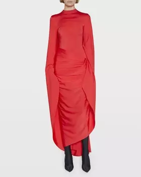 Массивное платье миди с драпировкой Balenciaga