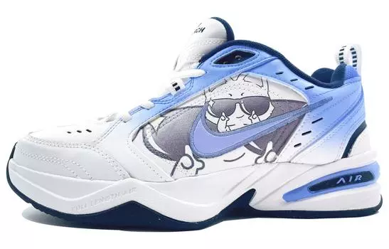 Кастомизированные кроссовки Nike Air Monarch 4 Unisex, голубой/белый