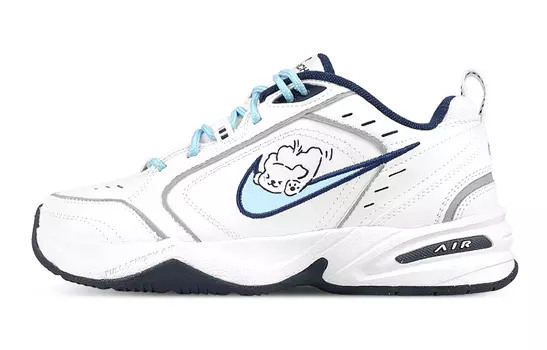Кастомизированные кроссовки Nike Air Monarch 4 Unisex, белый/голубой