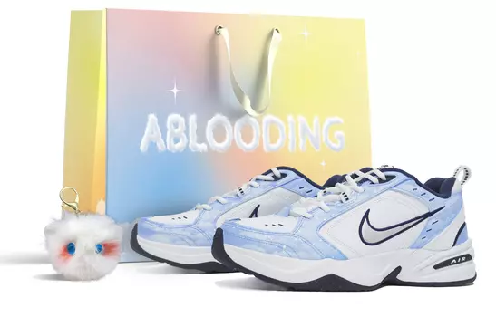 Кастомизированные кроссовки Nike Air Monarch 4 Chunky Sneakers Unisex, белый/синий