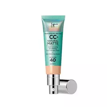 Матовая кремовая основа под макияж CC+ Natural Matte SPF 40 It Cosmetics, цвет light