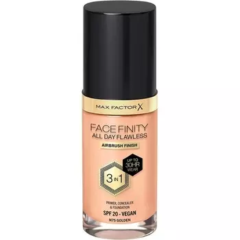 Max Factor Facefinity All Day Flawless Жидкая тональная основа 3 в 1 Легкая безмасляная формула с SPF 20 30 мл 075 Золотой