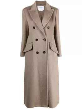 Max Mara двубортное пальто из смесового кашемира, коричневый