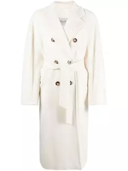 Max Mara двубортное пальто из вирджинской шерсти, белый