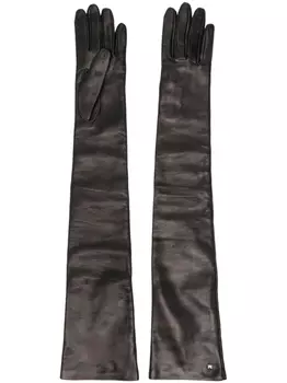 Max Mara elbow-length leather gloves, черный