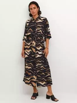 Макси-платье с тигровым принтом laila KAFFE, цвет Black/Brown
