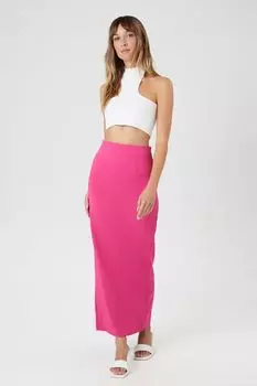 Макси-юбка с разрезом на молнии Forever 21, розовый