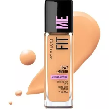 Maybelline Fit Me Dewy + Smooth Foundation Soft Tan, 1 жидкая унция, 30 мл, бежевый Maybelline New York