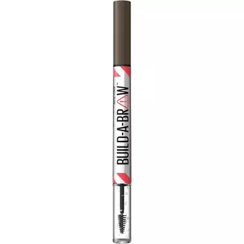 Maybelline New York Build A Brow 2 в 1 Карандаш для бровей и фиксирующий гель Реалистичные, объемные брови Водостойкие, устойчивые к поту и размазыванию, 24 часа веганская формула Оттенок 262 Черный Коричневый