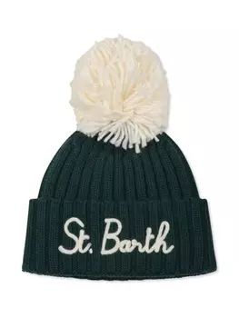 MC2 Saint Barth Kids шапка бини с вышитым логотипом, зеленый