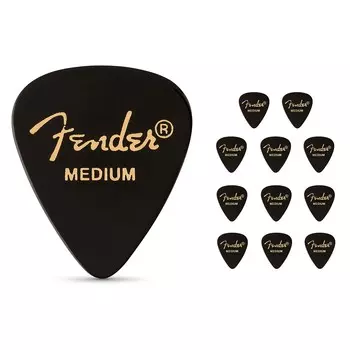 Медиаторы Fender 351 Shape Classic Celluloid для гитары, средние, упаковка из 12 шт.
