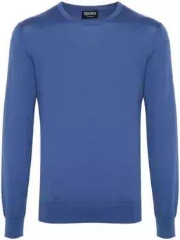 Меланжевый джемпер в рубчик Zegna, синий