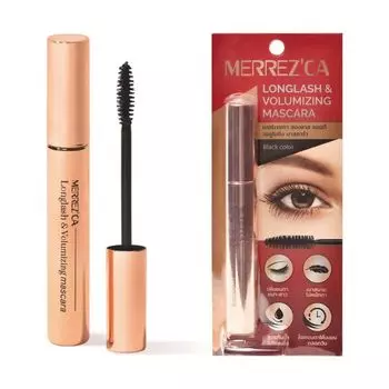 Merrez'Ca Тушь для объема длинных ресниц 6,5 г. Черный, Black