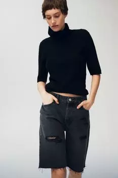 Мешковатые джинсовые шорты с низкой посадкой H&M, черный