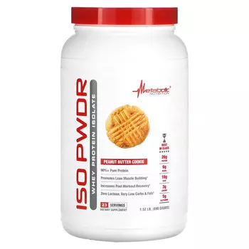 Metabolic Nutrition, ISOpwDR, изолят сывороточного протеина, со вкусом печенья с арахисовой пастой, 690 г (1,52 фунта)