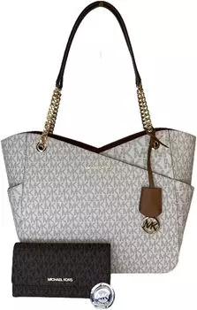 Michael Kors MICHAEL Michael Kors Jet Set Travel Большая сумка через плечо с цепочкой в комплекте Jet Set Дорожный кошелек тройного сложения